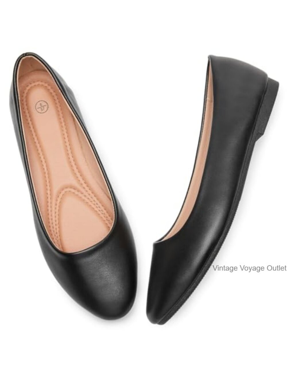 Women's Ballet Flats Slip-On Dress Shoes with PU Leather, Memory Foam Insole,